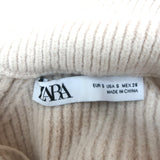 Zara Zip Turtleneck Sweater Ecru/Black Striped Knit Size Small