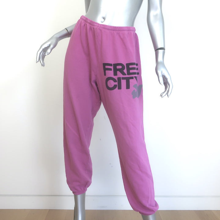 FREECITY Logo Sweatpants Tokyo Pink Cotton Terry Size Large