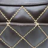Chanel 2003 Surpique Wild Stitch Quilted Small Tote Bag Dark Brown Leather