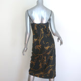 L'Agence Jodie Tiger Print Midi Slip Dress Black/Gold Silk Satin Size 4 NEW