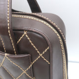 Chanel 2003 Surpique Wild Stitch Quilted Small Tote Bag Dark Brown Leather