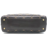 Chanel 2003 Surpique Wild Stitch Quilted Small Tote Bag Dark Brown Leather