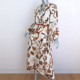 Dorothee Schumacher Summer Ease Open Back Midi Dress Beige Floral Print Size 2