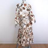 Dorothee Schumacher Summer Ease Open Back Midi Dress Beige Floral Print Size 2