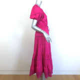 Alexis Raissa Eyelet-Embroidered Tiered Midi Dress Pink Cotton Size Extra Small
