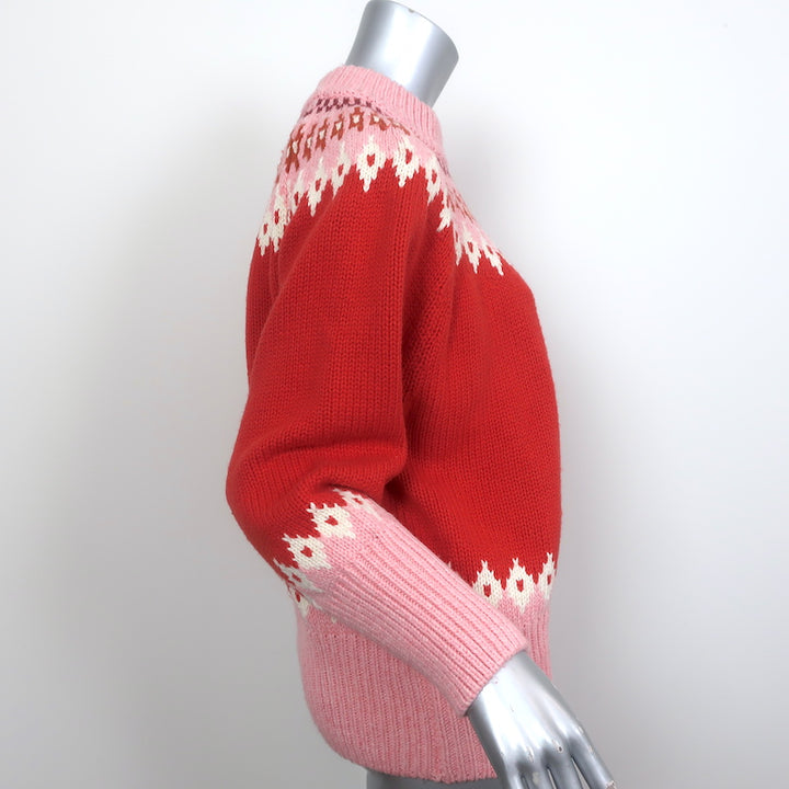 Trovata Birds Of Paradis Kimi Fair Isle Sweater Red/Pink Size Extra Small