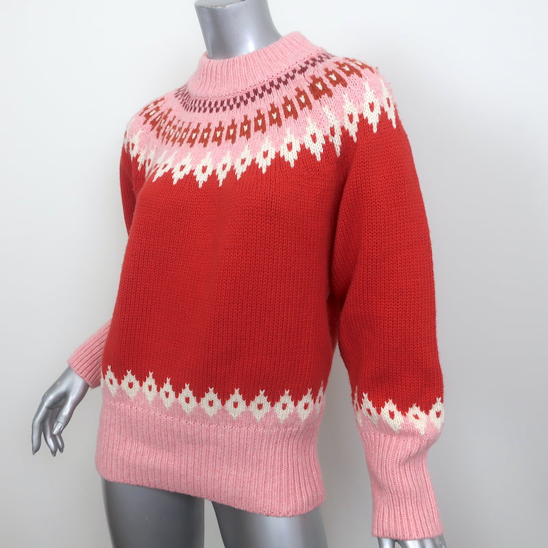 Trovata Birds Of Paradis Kimi Fair Isle Sweater Red/Pink Size Extra Small