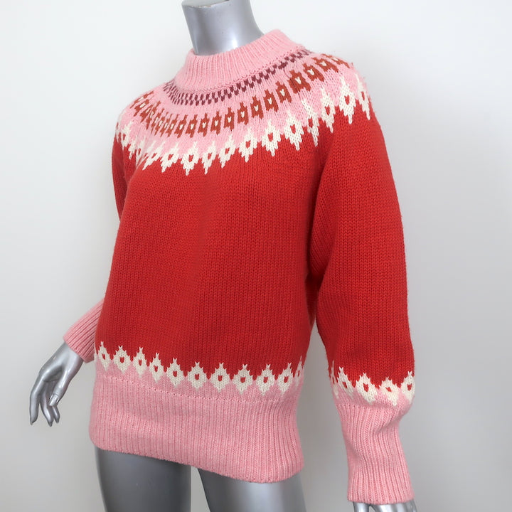 Trovata Birds Of Paradis Kimi Fair Isle Sweater Red/Pink Size Extra Small