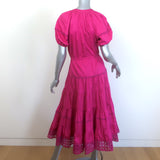 Alexis Raissa Eyelet-Embroidered Tiered Midi Dress Pink Cotton Size Extra Small