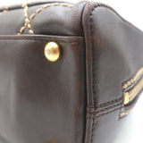 Chanel 2003 Surpique Wild Stitch Quilted Small Tote Bag Dark Brown Leather