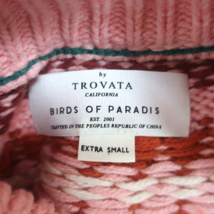 Trovata Birds Of Paradis Kimi Fair Isle Sweater Red/Pink Size Extra Small