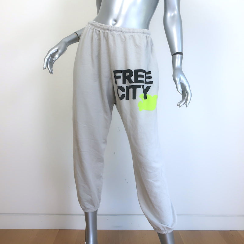 FREECITY Logo Sweatpants Stardust Gray Cotton Terry Size Large
