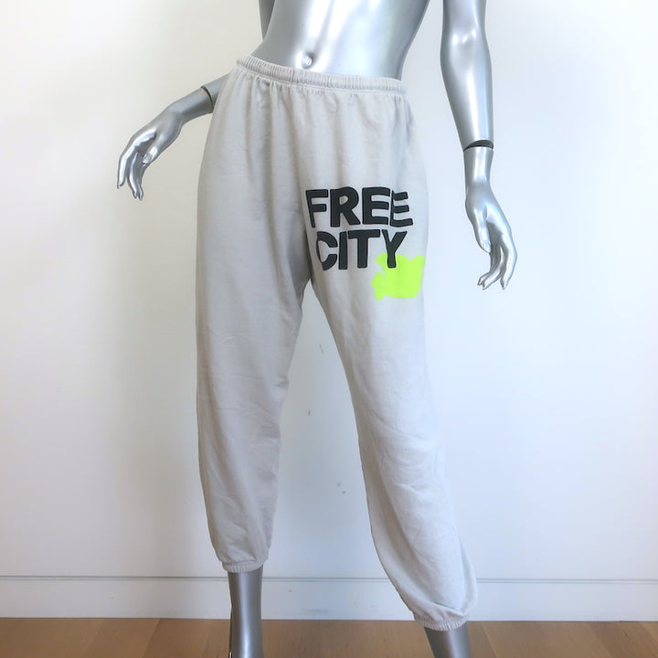 FREECITY Logo Sweatpants Stardust Gray Cotton Terry Size Large