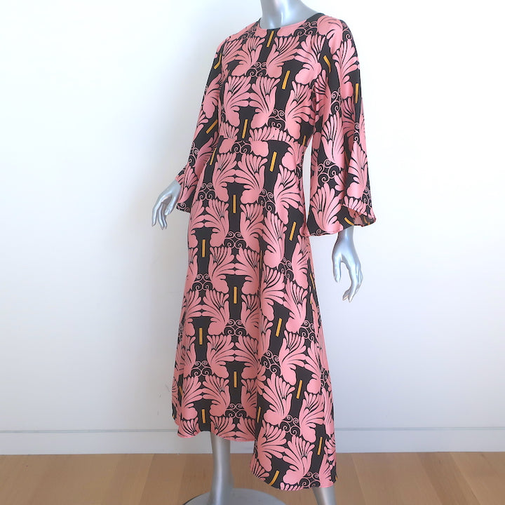 La DoubleJ Sorella Dress Ali Rosa Pink/Black Printed Silk Twill Size Extra Small