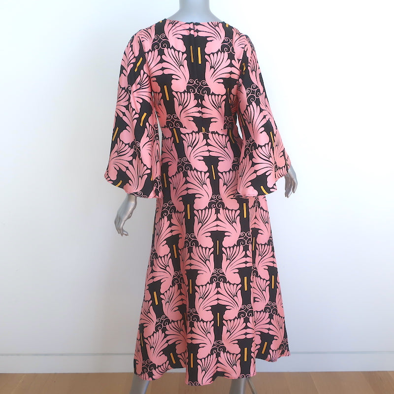 La DoubleJ Sorella Dress Ali Rosa Pink/Black Printed Silk Twill Size Extra Small