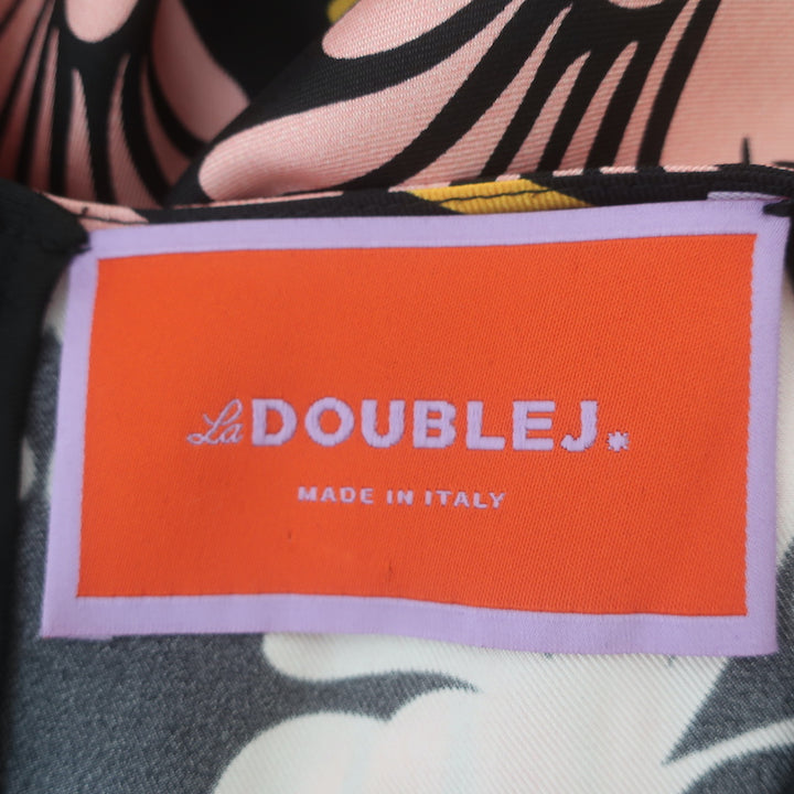 La DoubleJ Sorella Dress Ali Rosa Pink/Black Printed Silk Twill Size Extra Small