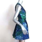 Proenza Schouler Sleeveless Mini Dress Blue Silk Jacquard Size 0