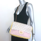 Chanel Tricolor Reissue 2.55 Quilted Faille Jumbo Flap Bag Light Gray/Lilac