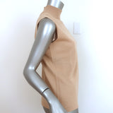Escada Sleeveless Turtleneck Top Beige Cashmere-Blend Knit Size 38
