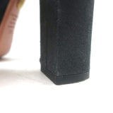 Aquazzura Luna Platform Ankle Strap Sandals Black Shimmer Suede Size 37.5