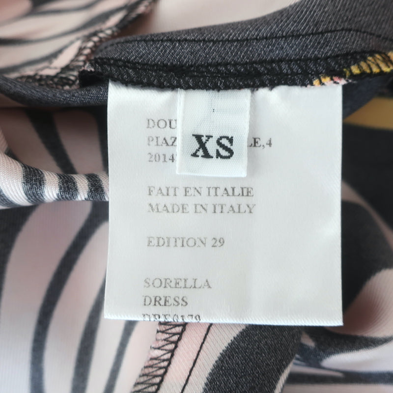 La DoubleJ Sorella Dress Ali Rosa Pink/Black Printed Silk Twill Size Extra Small