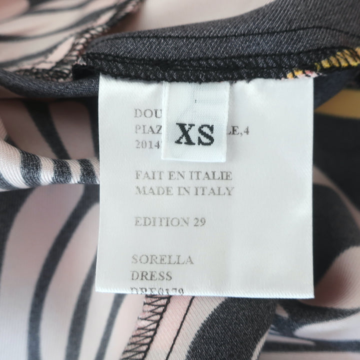 La DoubleJ Sorella Dress Ali Rosa Pink/Black Printed Silk Twill Size Extra Small
