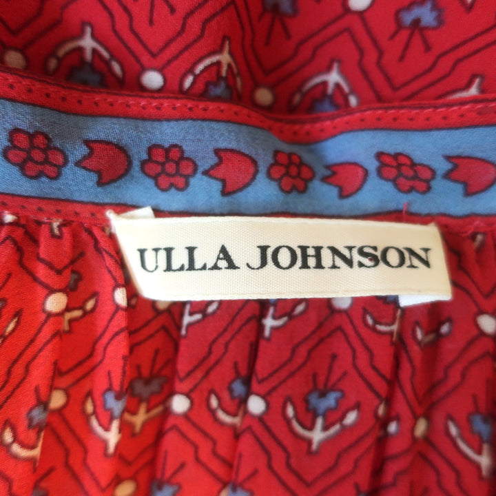 Ulla Johnson Neela Tassel-Tie Midi Dress Red Printed Chiffon Size 6