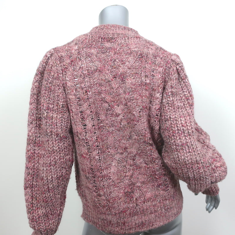 Isabel Marant Etoile Raith Puff Sleeve Sweater Pink Cable Knit Size 38
