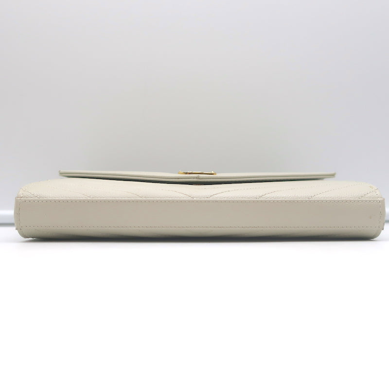 Saint Laurent Cassandre Matelasse Chain Wallet Ivory Leather Crossbody Bag