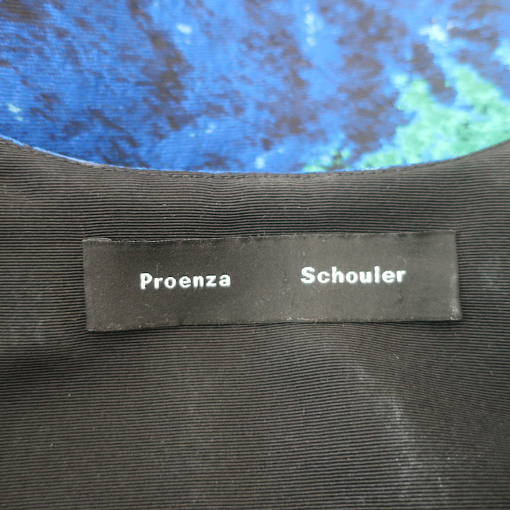 Proenza Schouler Sleeveless Mini Dress Blue Silk Jacquard Size 0