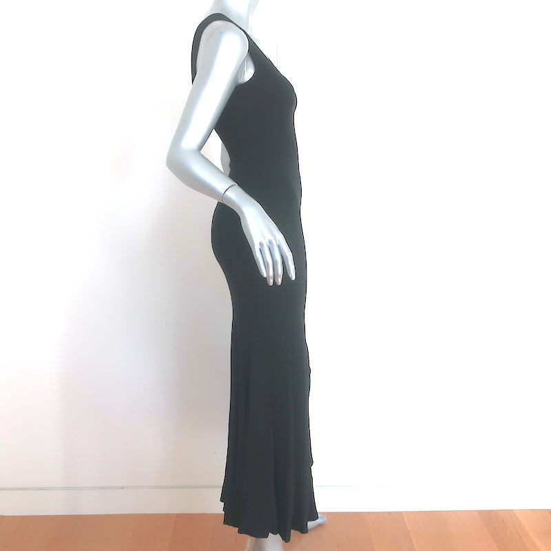 Theory Pleated Midi Tank Dress Black Stretch Knit Size Small