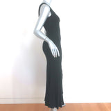 Theory Pleated Midi Tank Dress Black Stretch Knit Size Small