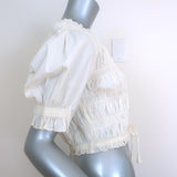 Apiece Apart Ave Smocked Drawstring Top Ivory Size Small Puff Sleeve Blouse