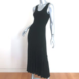 Theory Pleated Midi Tank Dress Black Stretch Knit Size Small