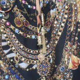 Camilla Drop Shoulder Frill Romper Black Embellished Silk Size Extra Small NEW