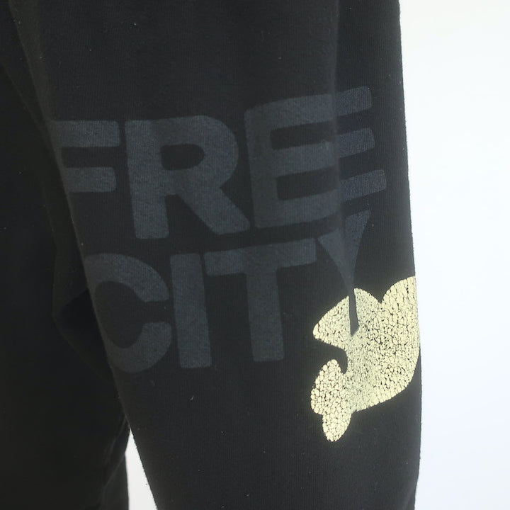 FREECITY Logo Sweatpants Black Cotton Terry Size Large
