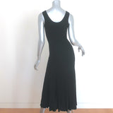 Theory Pleated Midi Tank Dress Black Stretch Knit Size Small