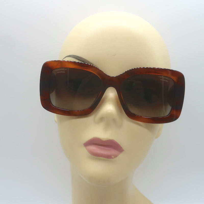 Chanel Quilted CC Polarized Sunglasses Amber Tortoise 54mm 5483-A 1077/S9