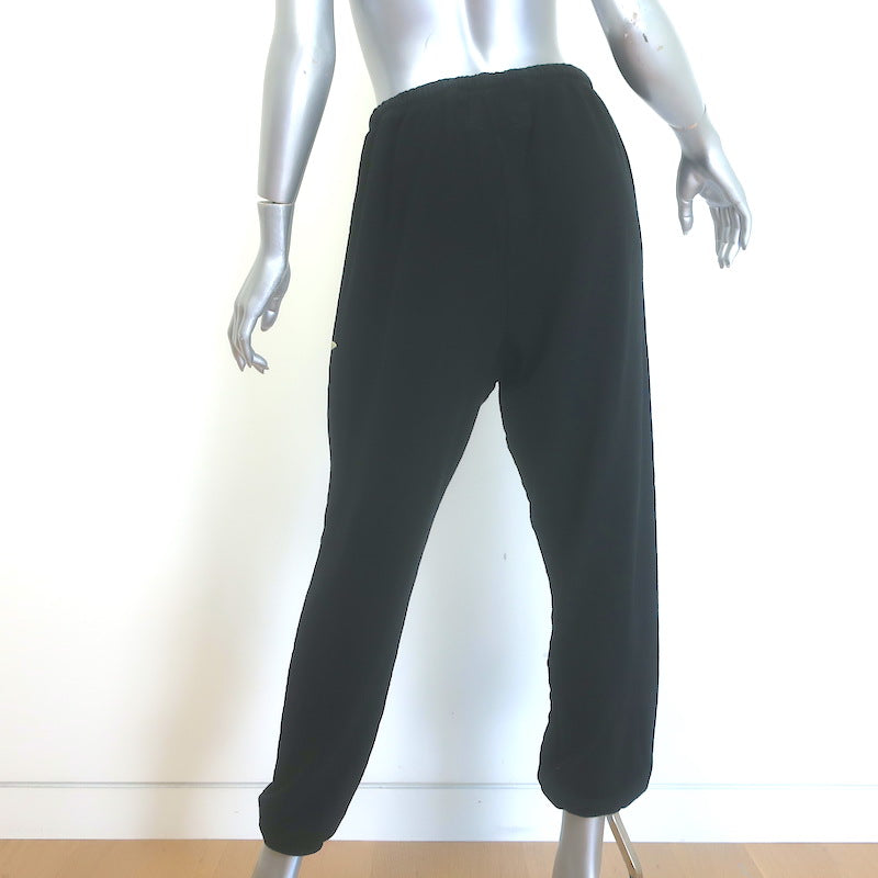 FREECITY Logo Sweatpants Black Cotton Terry Size Large