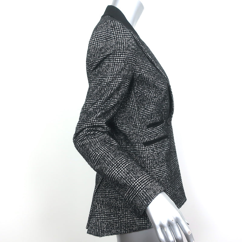 Veronica Beard Gia Tweed Dickey Jacket Black Plaid Size 4 One-Button Blazer