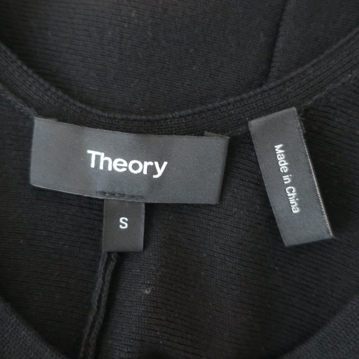 Theory Pleated Midi Tank Dress Black Stretch Knit Size Small