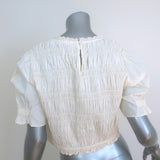 Apiece Apart Ave Smocked Drawstring Top Ivory Size Small Puff Sleeve Blouse