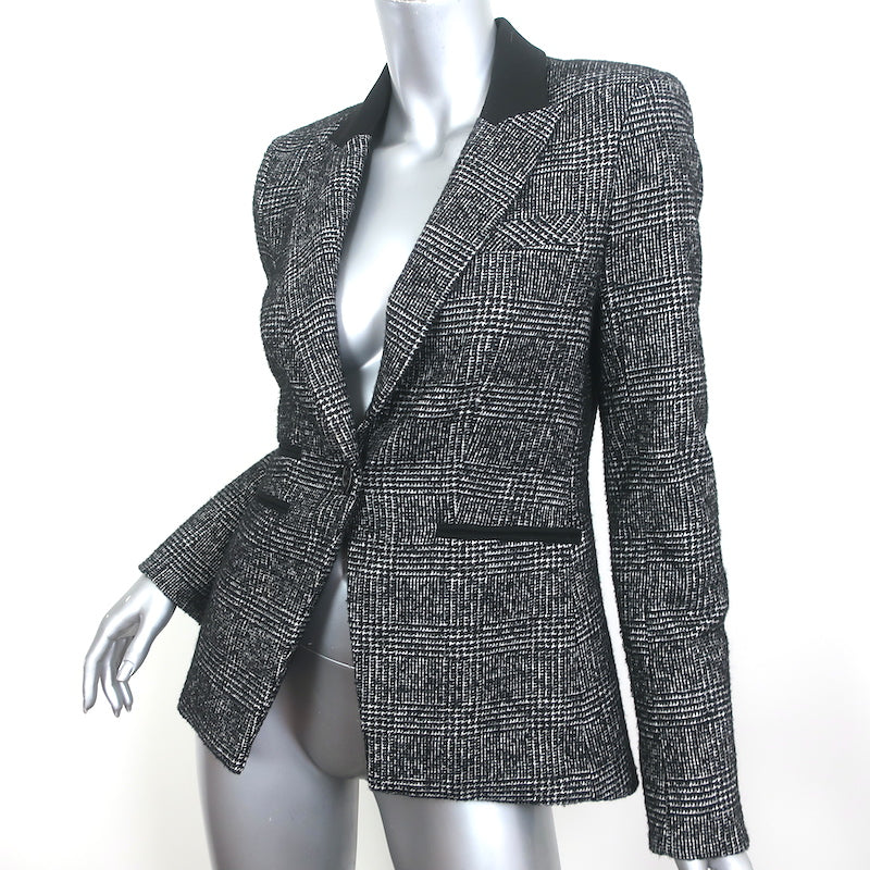 Veronica Beard Gia Tweed Dickey Jacket Black Plaid Size 4 One-Button Blazer