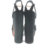 Aquazzura Luna Platform Ankle Strap Sandals Black Shimmer Suede Size 37.5