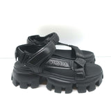 Prada Thunder Sport Sandals Black Leather Size 39
