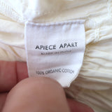 Apiece Apart Ave Smocked Drawstring Top Ivory Size Small Puff Sleeve Blouse
