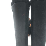 Aquazzura Luna Platform Ankle Strap Sandals Black Shimmer Suede Size 37.5