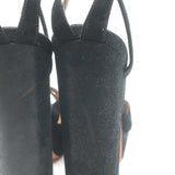 Aquazzura Luna Platform Ankle Strap Sandals Black Shimmer Suede Size 37.5