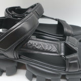 Prada Thunder Sport Sandals Black Leather Size 39