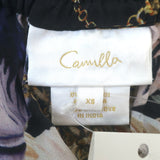 Camilla Drop Shoulder Frill Romper Black Embellished Silk Size Extra Small NEW